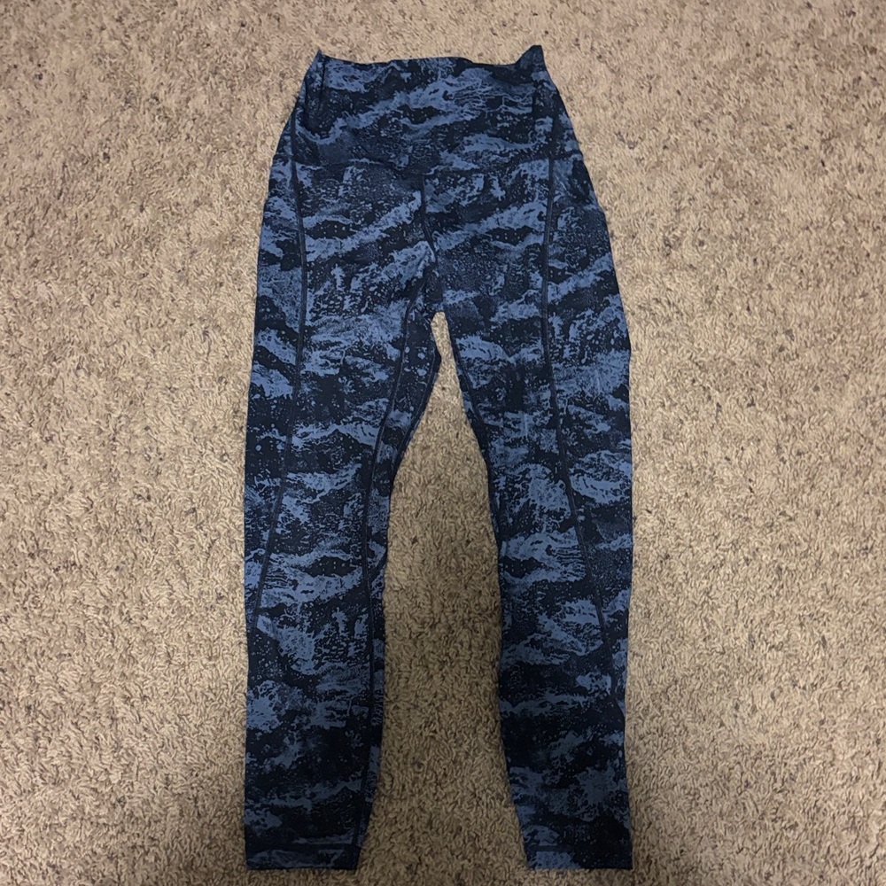 lululemon athletica Navy Blue Patterned High-Rise Leggings (No tags)